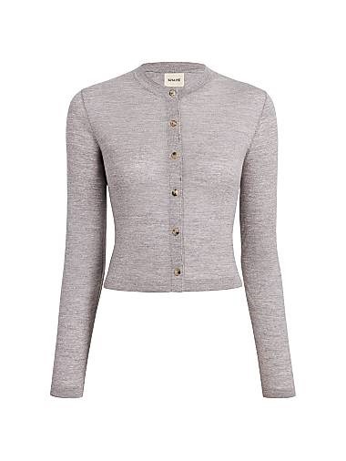 Кардиган из шерсти Brieta от Khaite с полупрозрачной вязкой и пуговицами, Италия 11010078