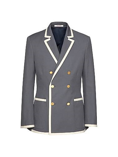 Valentino Garavani Мягкая двубортная куртка из хлопкового канваса Valentino с изысканными пуговицами и карманами 11011406