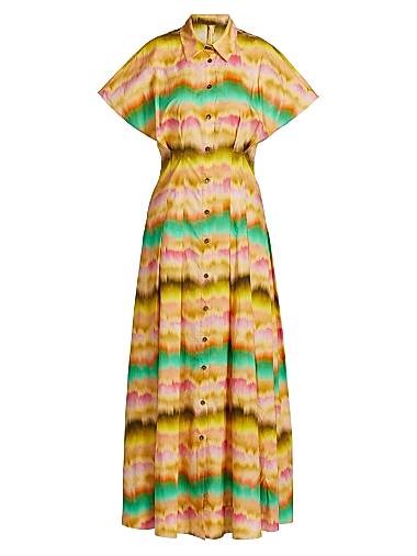 Макси-сорочка из хлопкового поплина с принтом от Lela Rose, с укороченными рукавами, 100% хлопок 11010430