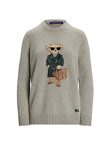 COLLECTION Ralph Lauren Кашемировый свитер с длинным рукавом и логотипом медведя Polo, 100% кашемир, коллекция Ralph Lauren 11015622