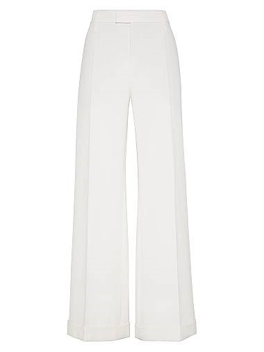 Свободные расклешенные хлопковые льняные брюки с монодекорацией, Brunello Cucinelli 11028502