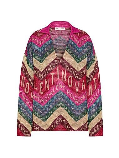 Valentino Garavani Свитер Valentino Chevron Lurex с V-образным вырезом, 81% вискоза, Италия 11011375