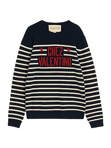 Свитер из 100% шерсти Valentino Garavani с вышивкой Chez Valentino, регулярный фасон 11014995