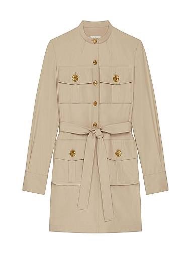 Givenchy Сарафан Safari из поплина с длинными рукавами, пуговицами 4G и четырьмя карманами, 100% хлопок, Италия 11026735