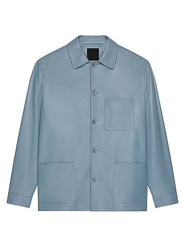 Кожаный лонгслив Givenchy с классическим воротником, карманами и металлическим логотипом 11026855