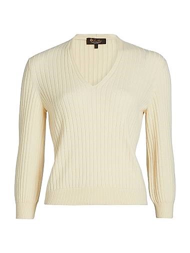 Loro Piana Свитер Coste из бэби-кашемира с V-образным вырезом и рифленой текстурой, 100% кашемир, Италия 11028884