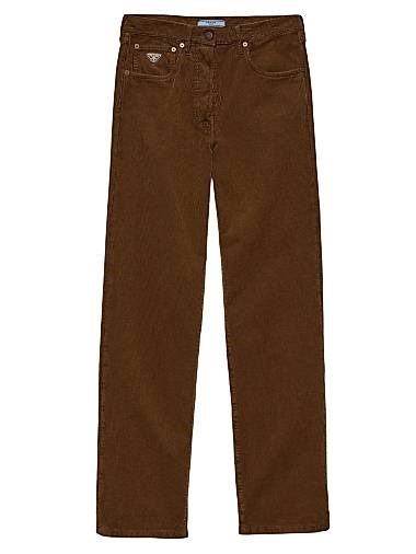 Вельветовые брюки Prada с низкой посадкой и винтажными деталями, 100% хлопок 11020899