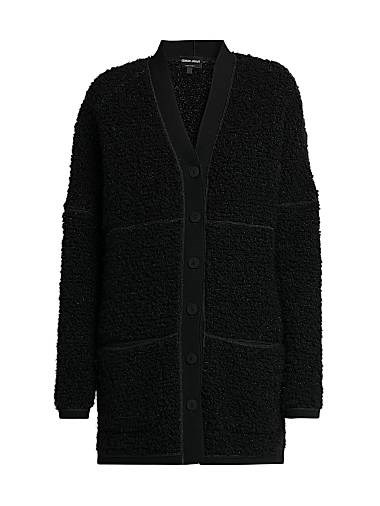 Кардиган из шероховатой шерсти на молнии Giorgio Armani с длинными рукавами и V-образным вырезом, Италия 11010104