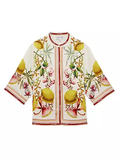 Женская рубашка Reiss x NYBG Winona с круглым вырезом и рукавами до локтя из 100% вискозы 10043038