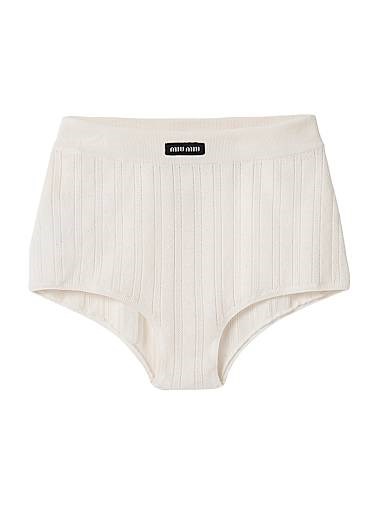 Шорты Miu Miu из кашемира и шелка с узким силуэтом и ажурным узором 11014604