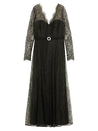 Элегантное платье Venosa от Marina Rinaldi с поясом, прозрачными кружевными вставками и длинными рукавами 11020297