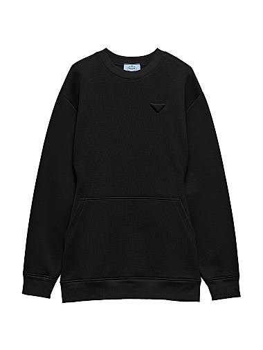 Короткое флисовое платье Prada с длинными рукавами, поясом и логотипом в виде треугольника 11025794