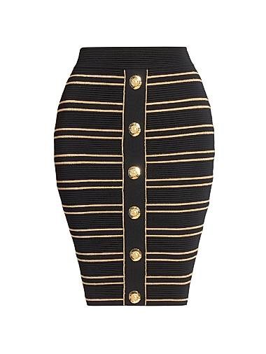 Короткая юбка Balmain из трикотажной ткани с контурным силуэтом и декоративными пуговицами 11012677