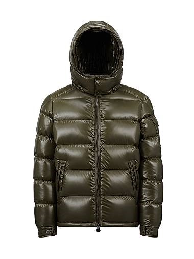 Мужская блестящая нейлоновая куртка-пуховик Moncler Maya с съёмным капюшоном и утеплителем из гусиного пуха 11020621