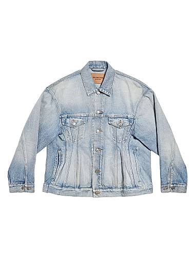 Пиджак Hourglass из японского денима от Balenciaga с 6 пуговицами, регулируемой талией, 100% хлопок 11024264