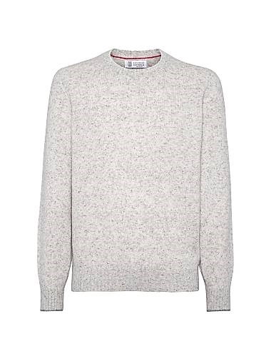 Свитер Brunello Cucinelli из альпаки, шерсти, шелка и хлопка с рибанным воротником и манжетами, Италия 11016203