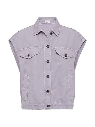 Жилет из хлопка и льна с четырьмя карманами от Brunello Cucinelli, отделка монели, произведен в Италии 11029833