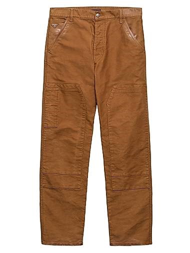 Брюки из молескина Prada с классической посадкой и необработанным краем, 100% хлопок 11019890