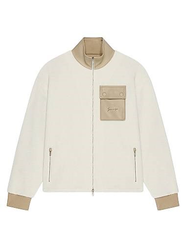 Флисовый классический лонгслив с молнией Givenchy из кожи, с высоким воротником и карманами 11027045