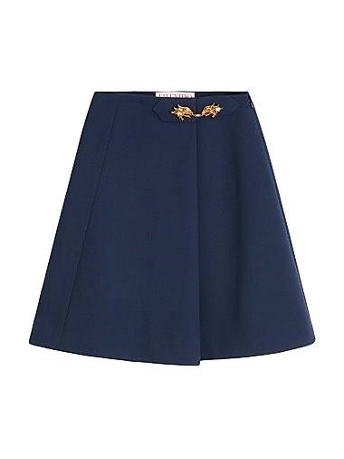 Юбка из шерстяного крепа Valentino Garavani с застежкой Griffin, 100% шерсть, Италия 11016172
