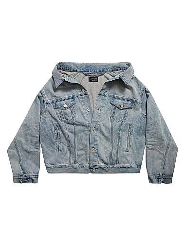 Унисекс куртка Balenciaga из денима с эффектом селведж, 100% хлопок, сделано в Японии 11008782
