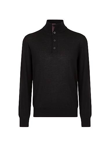 Кашемировый и шелковый лонгслив Stefano Ricci с кнопочным воротником и вставками из крокодиловой кожи, сделан в Италии 11021176