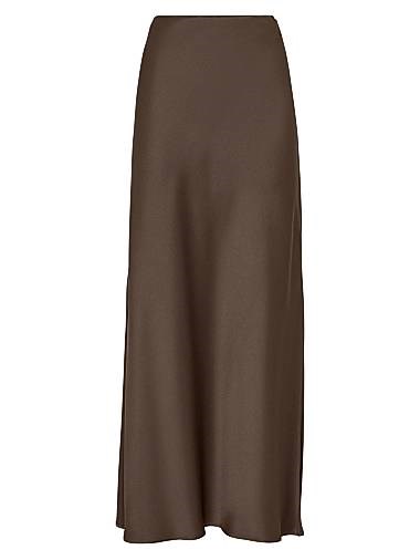 Сатиновая юбка с косым кроем от Brunello Cucinelli с шелковой подкладкой и боковыми разрезами 11029541