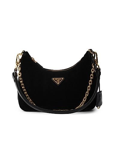 Prada Миниатюрная бархатная сумка с логотипом и регулируемой цепочкой, 22х18х6 см 11023330