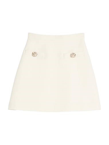 Юбка из шерсти и шелка Crepe Couture Valentino Garavani с декоративными пуговицами, Италия 11026059