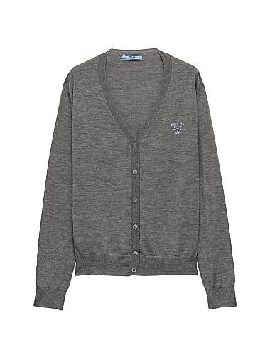 Кардиган из кашемира Prada с длинными рукавами и интарсией, 98% кашемира 11030209