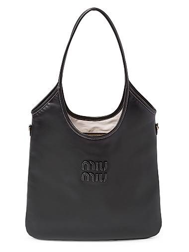 Miu Miu Женская кожаная сумка Ivy с ручками, карманом на молнии и золотистой фурнитурой, 100% телячья кожа 11014615