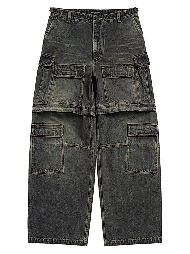 Джинсы карго Balenciaga из японского денима со средней талией и регулируемым поясом 11015084