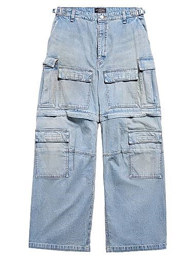 Джинсы-карго Balenciaga из японского денима с высокой посадкой и универсальным размером 11015330