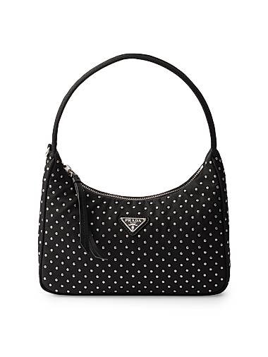 Prada Мини-сумка хобо из Re-Nylon с металлическими заклепками, размер 22 см x 17 см x 6 см 11030252