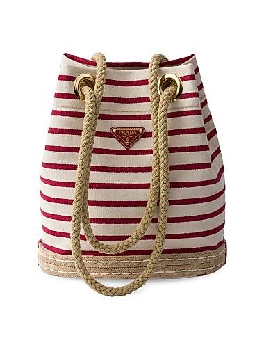 Prada Компактная сумка-ведро из ткани с хлопковыми ручками, металлической фурнитурой и карманом на молнии 11011944