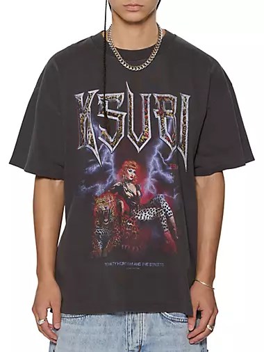 Укороченная футболка Ksubi Kingdom Ekcess из хлопка с принтом логотипа и короткими рукавами 10042108
