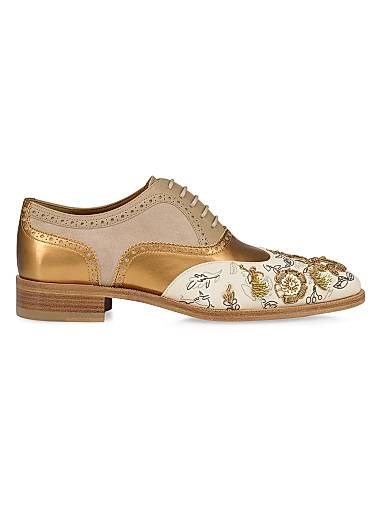 Christian Louboutin Итальянские оксфорды Education Esquisse Florale с вышивкой из ламе и нубука 11009862