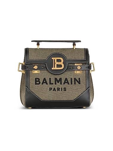 Balmain Сумка B-Buzz 23 из комбинированного холста и кожи с логотипом, ручкой и регулируемым плечевым ремнем 11023585