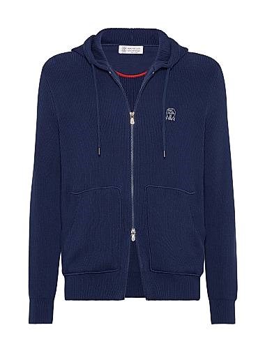 Хлопковое худи с капюшоном Brunello Cucinelli и двусторонней молнией и логотипом, Италия 11029937