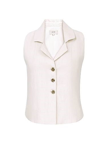 Dl1961 Приталенный льняной топ Neev без рукавов с застежкой на пуговицы 11015081