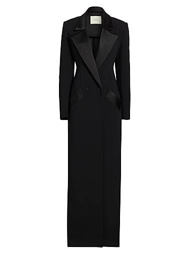 Макси-пальто из сатина Lapointe с двойной пуговичной застёжкой, длинными рукавами и карманами 11011186