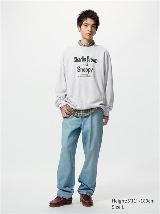 Uniqlo Свитшот PEANUTS из 100% хлопка с прямым кроем, посвящённый 75-летию «Peanuts» 11023672