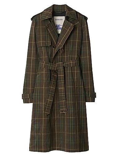 Пальто-тренч из хлопка с клетчатым принтом, лонгсливами и поясом от Burberry 11019959