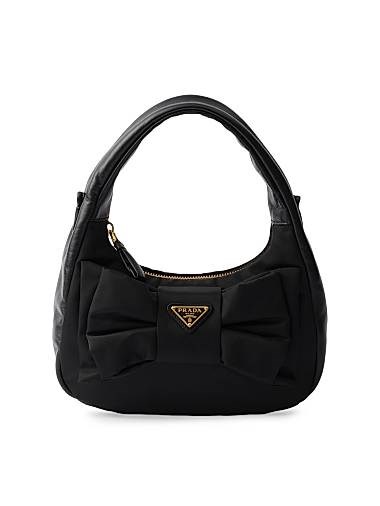 Prada Мини-сумка из Re-Nylon и наппы с большим бантом, размер 22х13х7 см, с регулируемым ремнем 11030983