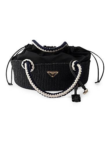 Prada Маленькая вискозная сумка с крючковой ручкой, съемным кожаным брелоком и внутренней сумкой на шнурке 11008443