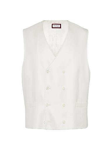Шелковый жилет с диагональным кроем и одной кнопкой от Brunello Cucinelli, 100% шелк, подкладка купро 11014115