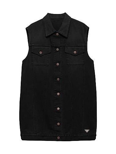 Мини-платье Prada из выстиранного денима с логотипом и карманами 11018412