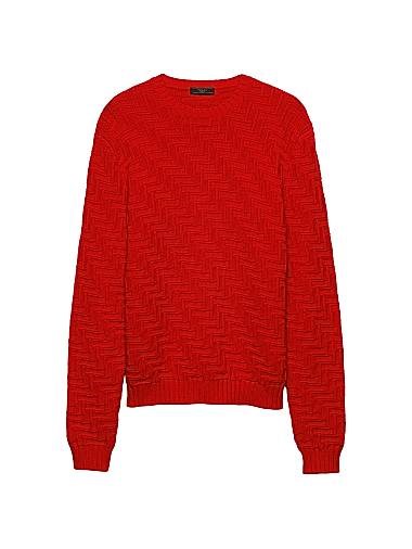 Свитер Prada из кашемира и шерсти с геометрическим узором и круглым вырезом, 30% кашемир, 70% шерсть 11020097