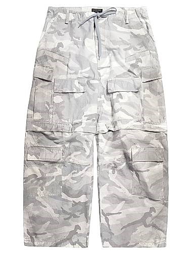 Широкие карго брюки Balenciaga из хлопкового рипстопа с завязкой на талии и карманами, произведены в Италии 11024274