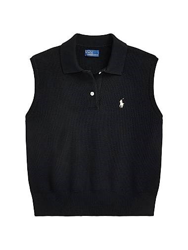 Укороченная поло без рукавов из стрейчевого хлопка от Polo Ralph Lauren с вышитым логотипом 11011405